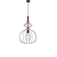 Sospensione Industrial 1 Luce Olimpia Gabbia Ferro Laccato Nero E Rame