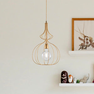 Sospensione Industrial 1 Luce Olimpia Gabbia Ferro Laccato Oro