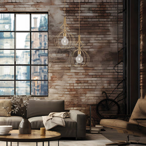 Sospensione Industrial 1 Luce Olimpia Gabbia Ferro Laccato Oro