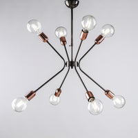 Sospensione Moderna 8 Luci Ferro Cromo Nero Particolari Rame Serie Bpm