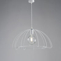 Sospensione Industrial 1 Luce Ferro Bianco E Argento Serie Elia