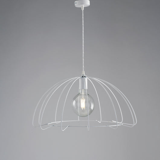 Sospensione Industrial 1 Luce Ferro Bianco E Argento Serie Elia