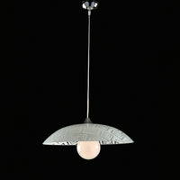 Sospensione Diam.50 cm 1 Luce Vetro Serigrafato Bianco Serie Trama