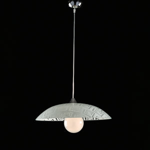 Sospensione Diam.50 cm 1 Luce Vetro Serigrafato Bianco Serie Trama