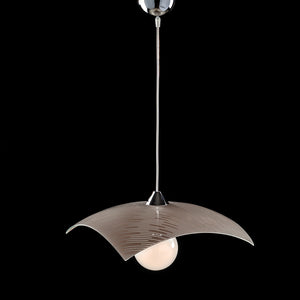 Sospensione Diam.40 cm 1 Luce Vetro Serigrafato Tortora Serie Linea