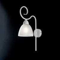 Applique 1 Luce Ferro Batturo Bianco Shabby E Vetro Bianco Serie Aurelio