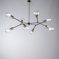 Sospensione Minimale 8 Luci Ferro Nero Satinato E Cromo Serie Hex