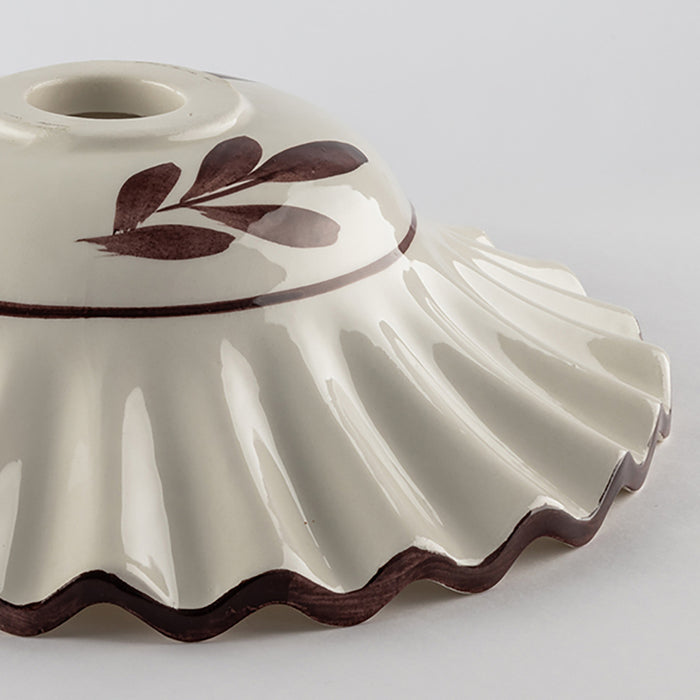 Sospensione 1 Luce Ferro Avorio e Ceramica d.30 cm Bianco Serie Palma