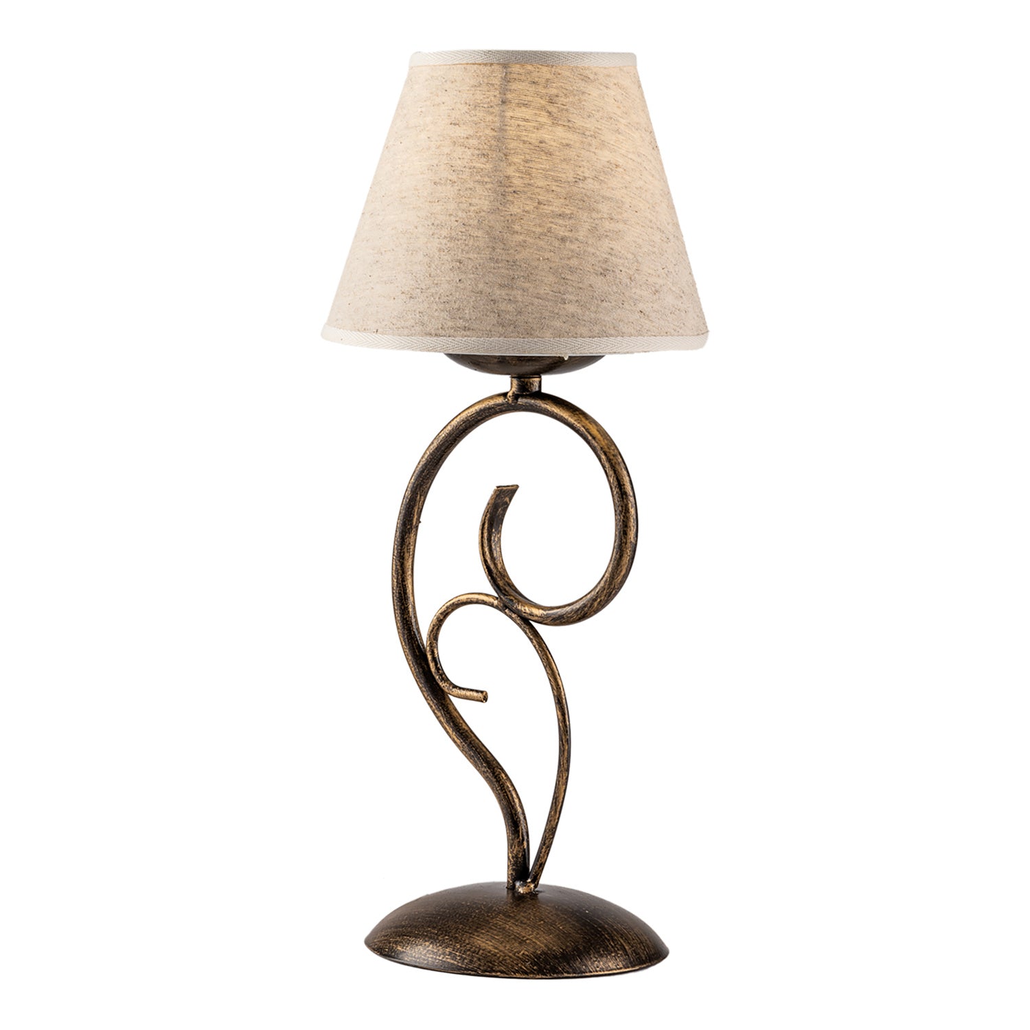 Lumetto 1 Luce Vienna Ferro Marrone E Oro Con Paralume In Pvc