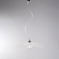 Sospensione Moderna 1 Luce Ferro Cromo e Vetro Taglio Laser Bianco Serie Zero