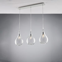 Pluvia Binario in ferro con vetri trasparente pyrex 3 luci L.75 X 10 BL264-BIN3-TR