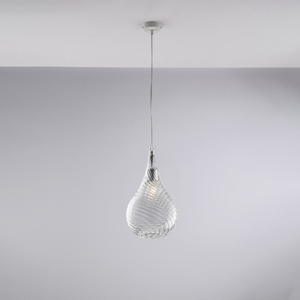 Lampadario Moderno Pluvia Metallo Trasparente 1 Luce E27