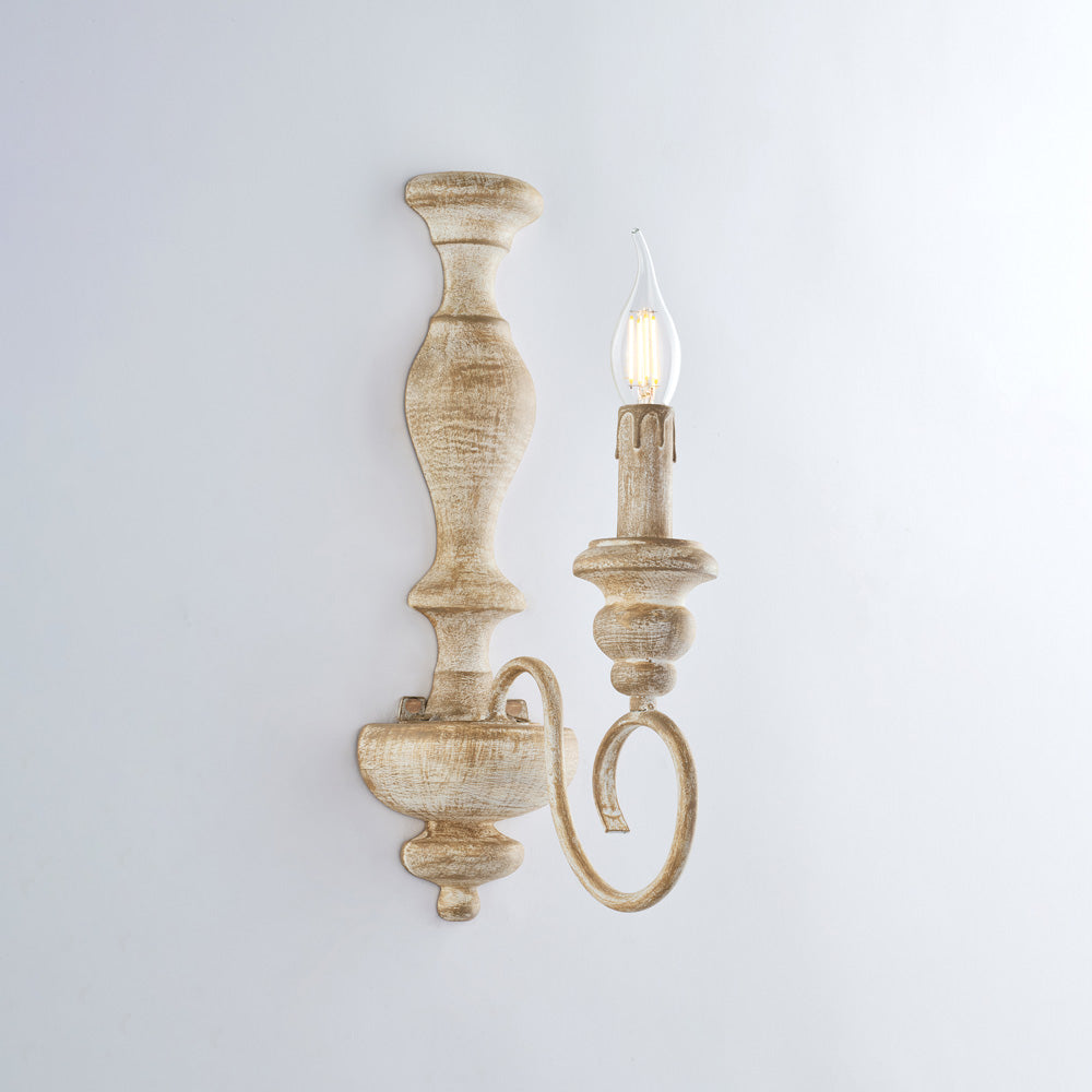 Cascina Applique in legno e ferro bianco e tortora 1 luce .13 P.21 BL265-AP1-BT