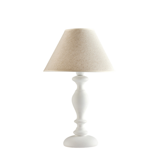 Cascina Lume in legno bianco shabby 1 luce con paralume dm.35 H.57 Ø35 BL265-LM-BCO
