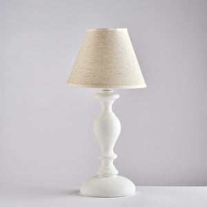 Cascina Lumetto in legno bianco shabby 1 luce con paralume dm.20 H.40 Ø20 BL265-LT-BCO