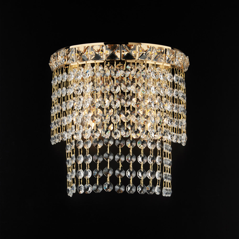 Wagner Applique in ferro e ottone dorato con strass 2 luci .14 P.21 BL266-AP2-OR