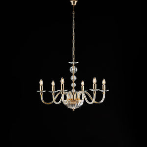 Lampadario Classico Ruben Metallo Oro E Cristallo 6 Luci E14