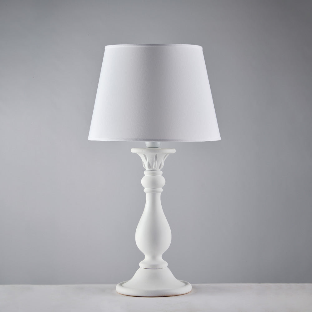Lucca Lume in legno bianco shabby 1 luce con paralume dm.35 H.60 Ø35 BL271-LM-BCO