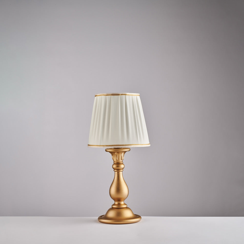 Lucca Lumetto in legno oro antico 1 luce con paralume dm.20 H.39 Ø20 BL271-LT-OR