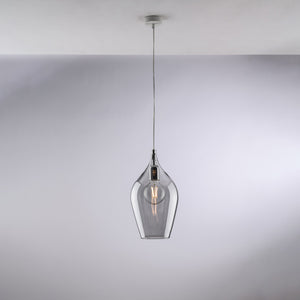 Ares Sospensione in ferro con vetro grigio pyrex 1 luce 142 Ø20 BL273-S1-GR