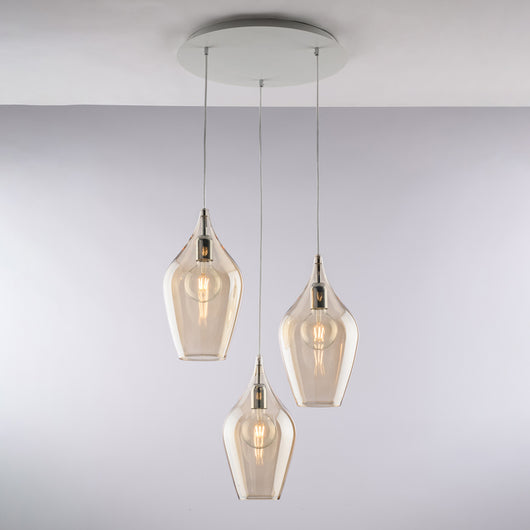 Lampadario Contemporaneo Ares Metallo Ambra 3 Luci E27