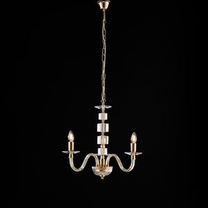 Lampadario Contemporaneo Franz Cristallo Oro 3 Luci E14