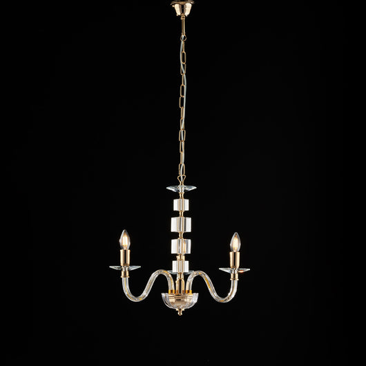 Lampadario Contemporaneo Franz Cristallo Oro 3 Luci E14