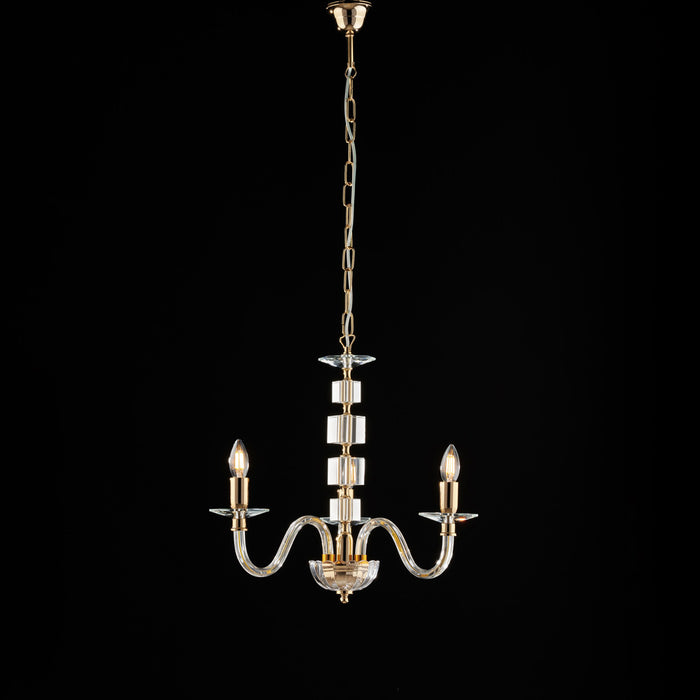 Lampadario Contemporaneo Franz Cristallo Oro 3 Luci E14