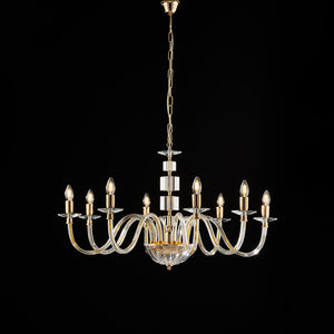 Lampadario Contemporaneo Franz Cristallo Metallo Oro 8 Luci E14