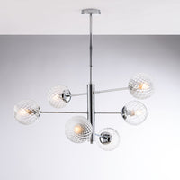 Lampadario Contemporaneo Demetra Metallo Cromo 6 Luci E14