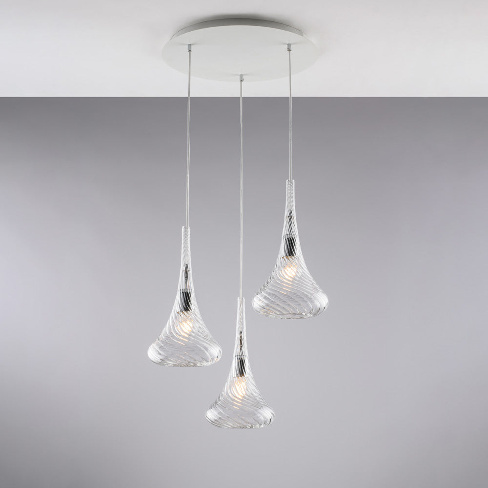 Lampadario Contemporaneo Nemesi Metallo Trasparente 3 Luci E27