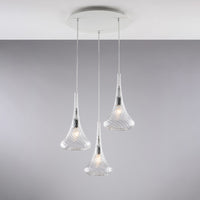 Lampadario Contemporaneo Nemesi Metallo Trasparente 3 Luci E27