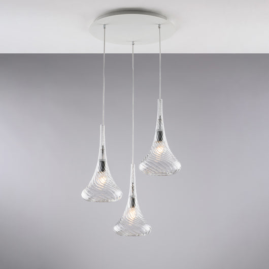 Lampadario Contemporaneo Nemesi Metallo Trasparente 3 Luci E27