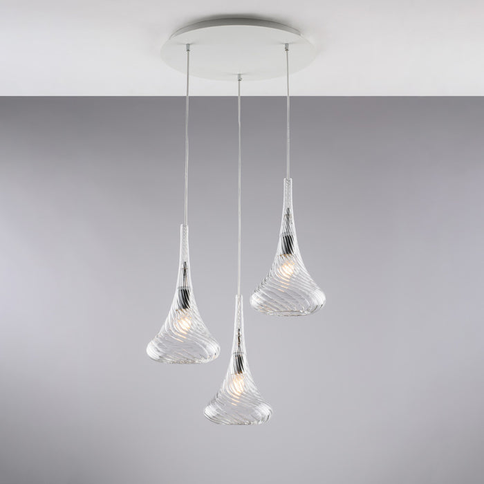 Lampadario Contemporaneo Nemesi Metallo Trasparente 3 Luci E27