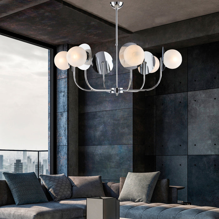 Lampadario Contemporaneo Selene Cromo 6 Luci E14