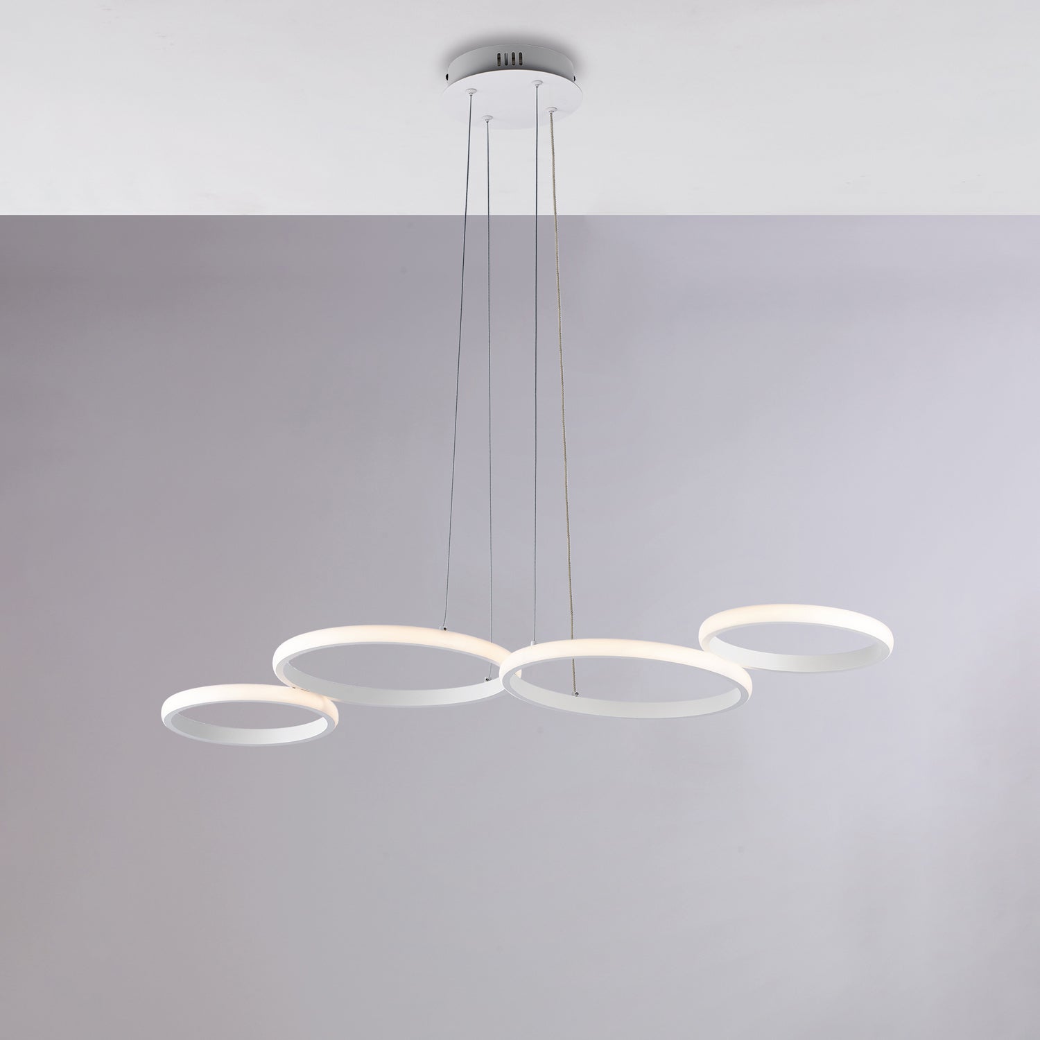 Sospensione Moderna Atena Alluminio Bianco Led Integrato 48 W Cct E Telecomano