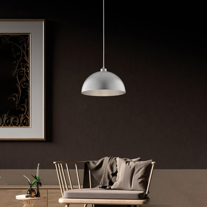 Sospensione Industrial 1 Luce Marcus In Ferro Laccato Argento Diam 35