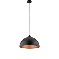 Sospensione Industrial 1 Luce Marcus In Ferro Laccato Nero E Rame Diam 35
