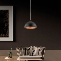 Sospensione Industrial 1 Luce Marcus In Ferro Laccato Nero E Rame Diam 35