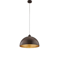 Sospensione Industrial 1 Luce Marcus In Ferro Laccato Ruggine E Oro Diam 35