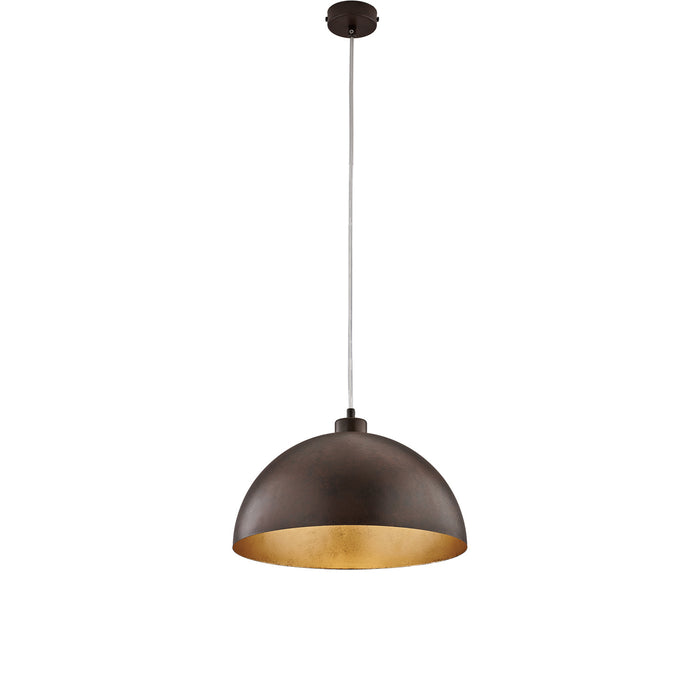 Sospensione Industrial 1 Luce Marcus In Ferro Laccato Ruggine E Oro Diam 35
