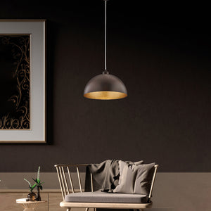 Sospensione Industrial 1 Luce Marcus In Ferro Laccato Ruggine E Oro Diam 35