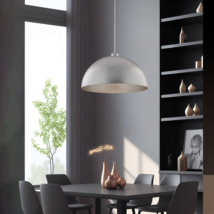 Sospensione Industrial 1 Luce Marcus In Ferro Laccato Argento Diam 50