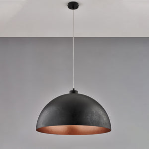 Sospensione Industrial 1 Luce Marcus In Ferro Laccato Nero E Rame Diam 50