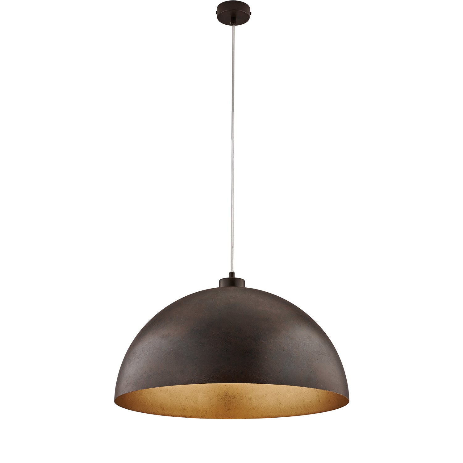 Sospensione Industrial 1 Luce Marcus In Ferro Laccato Ruggine E Oro Diam 50