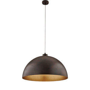 Sospensione Industrial 1 Luce Marcus In Ferro Laccato Ruggine E Oro Diam 50