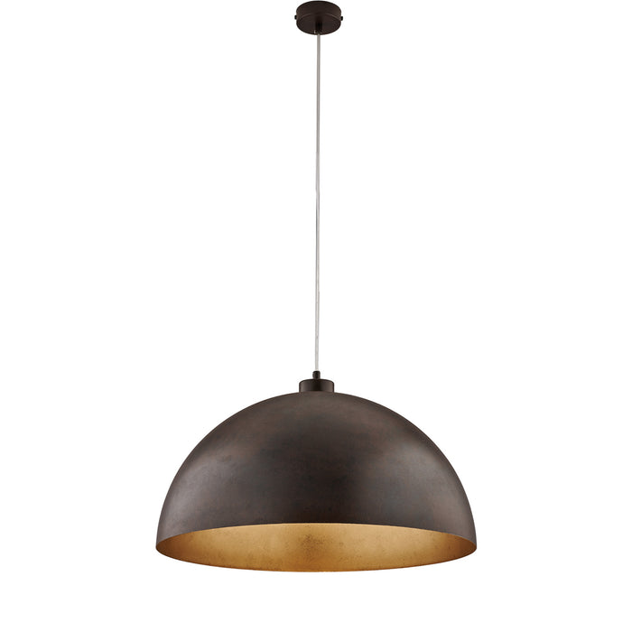 Sospensione Industrial 1 Luce Marcus In Ferro Laccato Ruggine E Oro Diam 50
