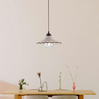 Sospensione 1 Luce Osteria In Ferro Nero Ruggine E Coppa In Ceramica Decorata