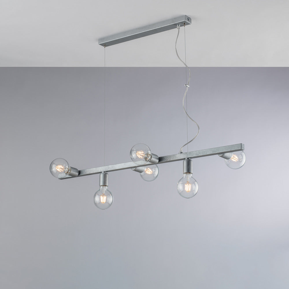 Lampadario Contemporaneo Fabian Metallo Argento 6 Luci E27