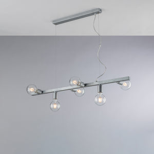Lampadario Contemporaneo Fabian Metallo Argento 6 Luci E27